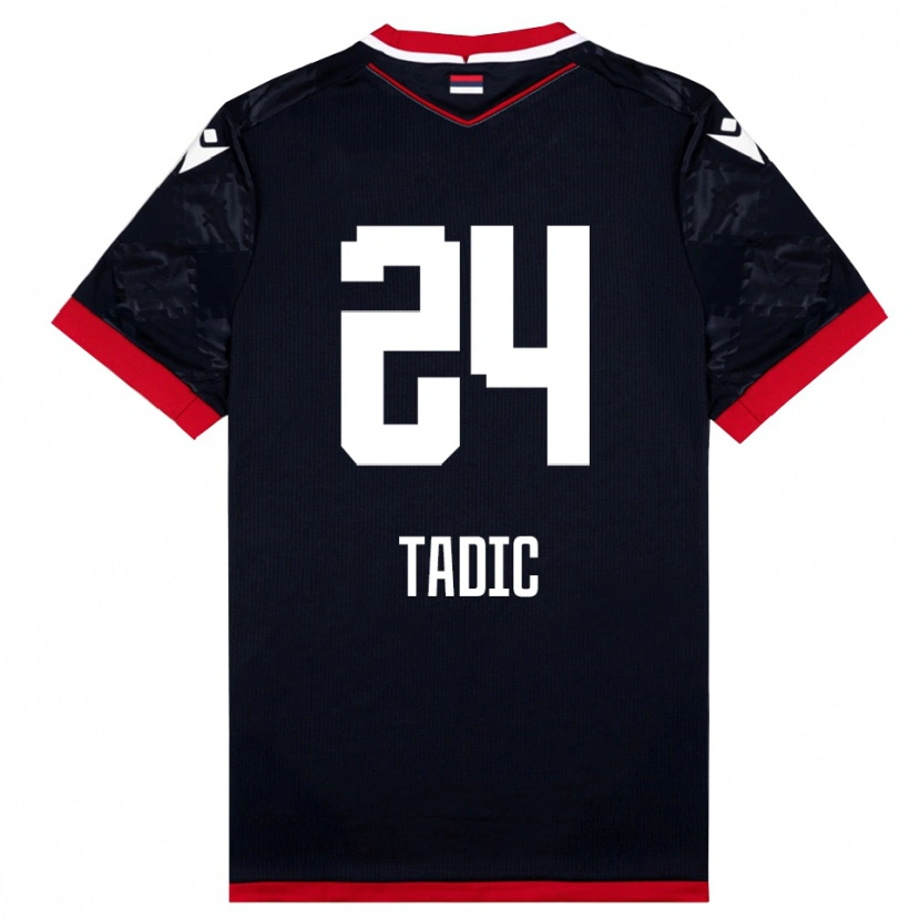 Danxen Hombre Camiseta Ilija Tadic #24 Negro Rojo 2ª Equipación 2025/26 La Camisa México