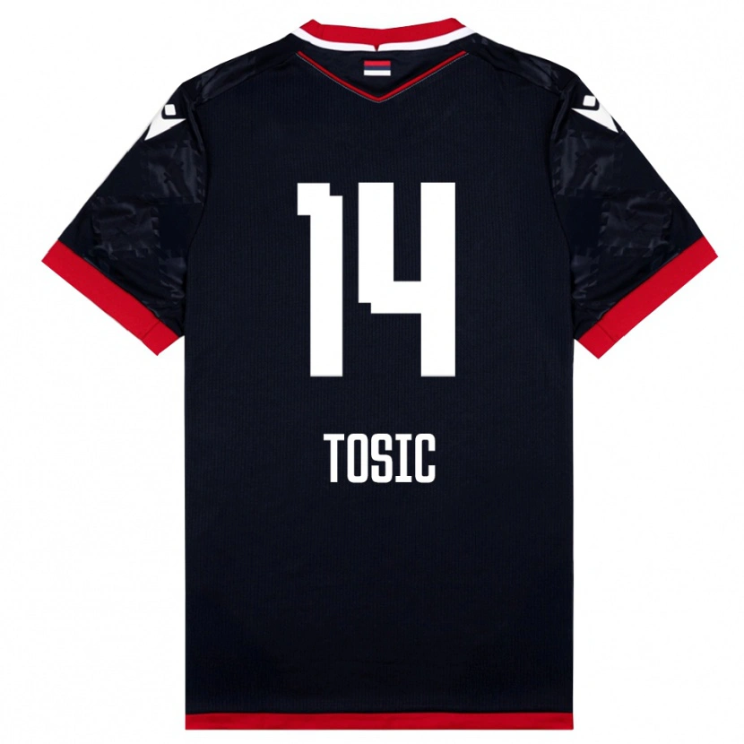 Danxen Hombre Camiseta Davorin Tosic #14 Negro Rojo 2ª Equipación 2025/26 La Camisa México