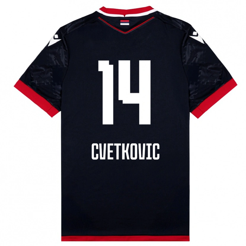 Danxen Hombre Camiseta Djordje Cvetkovic #14 Negro Rojo 2ª Equipación 2025/26 La Camisa México