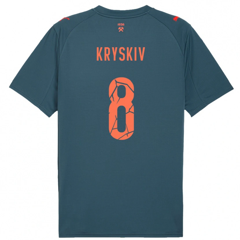 Danxen Hombre Camiseta Dmytro Kryskiv #8 Marino Rojo 2ª Equipación 2025/26 La Camisa México