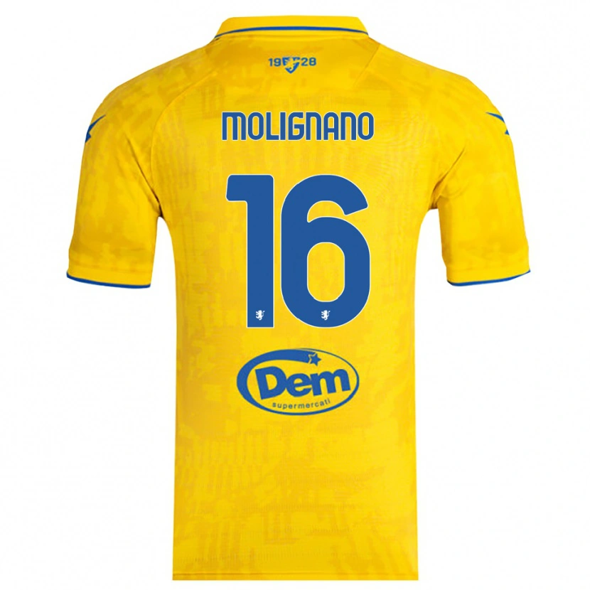 Danxen Mujer Camiseta Gaetano Molignano #16 Amarillo Azul 1ª Equipación 2025/26 La Camisa México