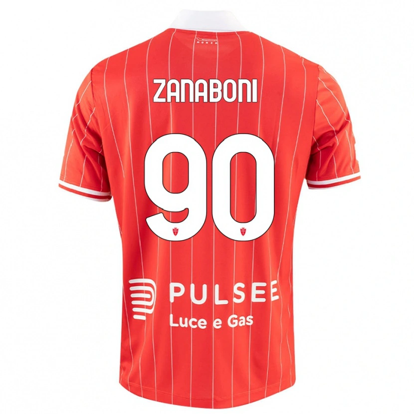 Danxen Mujer Camiseta Emanuele Zanaboni #90 Rojo Blanco 1ª Equipación 2025/26 La Camisa México