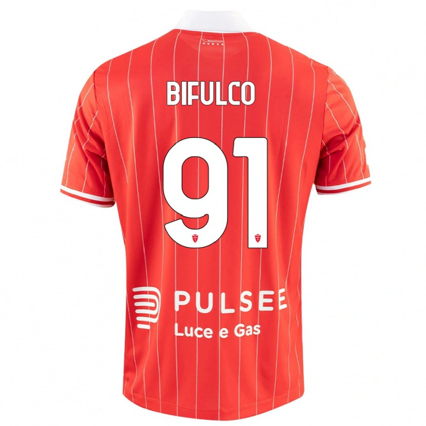 Danxen Mujer Camiseta Davide Bifulco #91 Rojo Blanco 1ª Equipación 2025/26 La Camisa México
