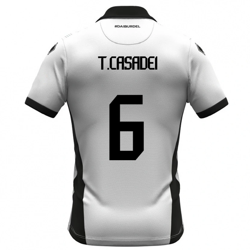 Danxen Mujer Camiseta Tommaso Casadei #6 Blanco Negro Naranja 1ª Equipación 2025/26 La Camisa México