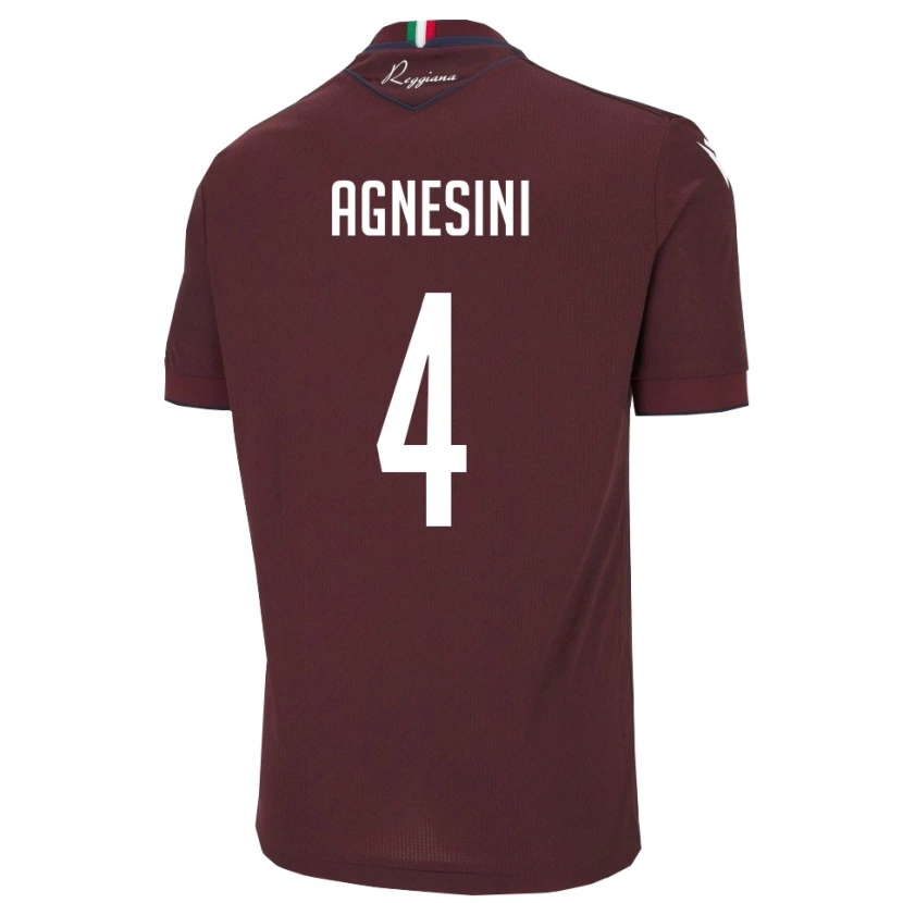 Danxen Mujer Camiseta Alessandro Agnesini #4 Borgoña Blanco 1ª Equipación 2025/26 La Camisa México