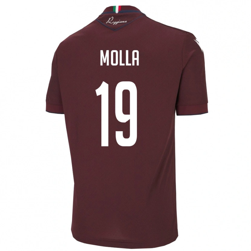 Danxen Mujer Camiseta Cristian Molla #19 Borgoña Blanco 1ª Equipación 2025/26 La Camisa México