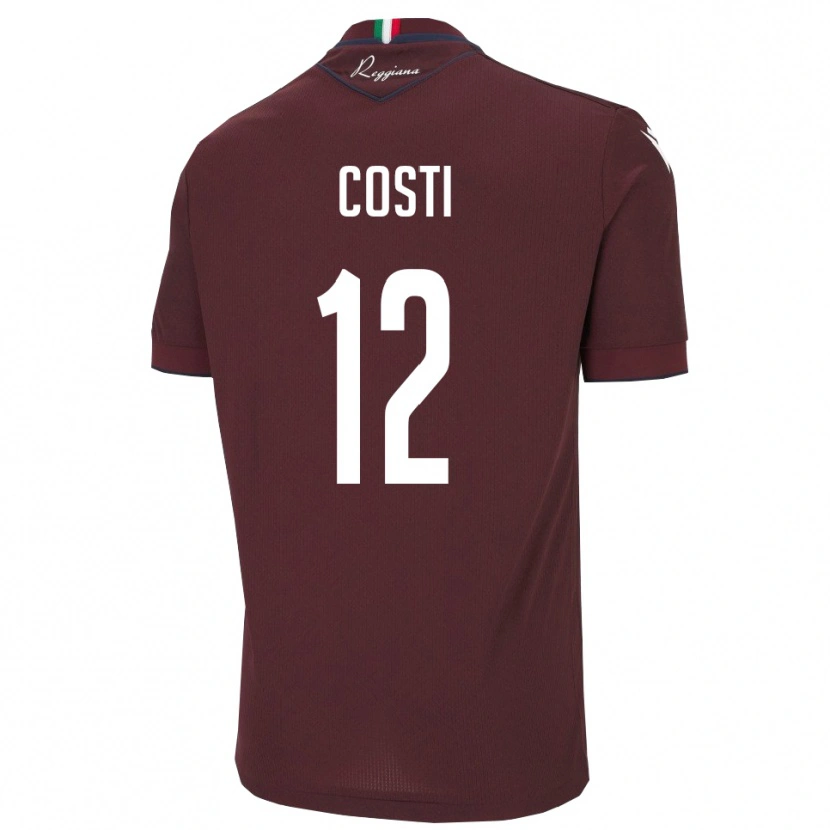 Danxen Mujer Camiseta Filippo Costi #12 Borgoña Blanco 1ª Equipación 2025/26 La Camisa México