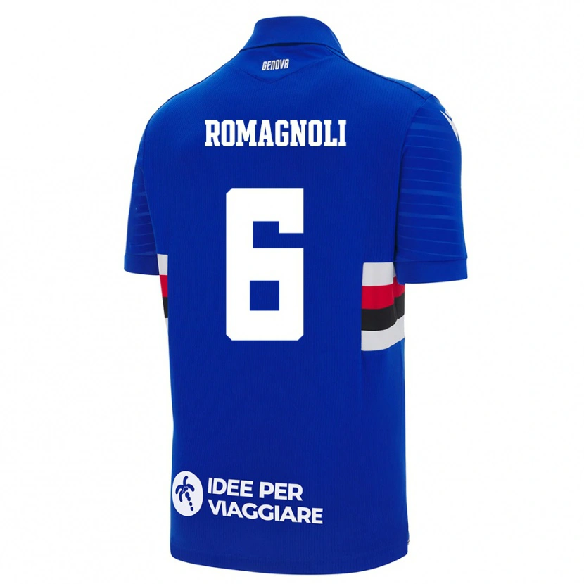 Danxen Mujer Camiseta Simone Romagnoli #6 Azul Blanco 1ª Equipación 2025/26 La Camisa México
