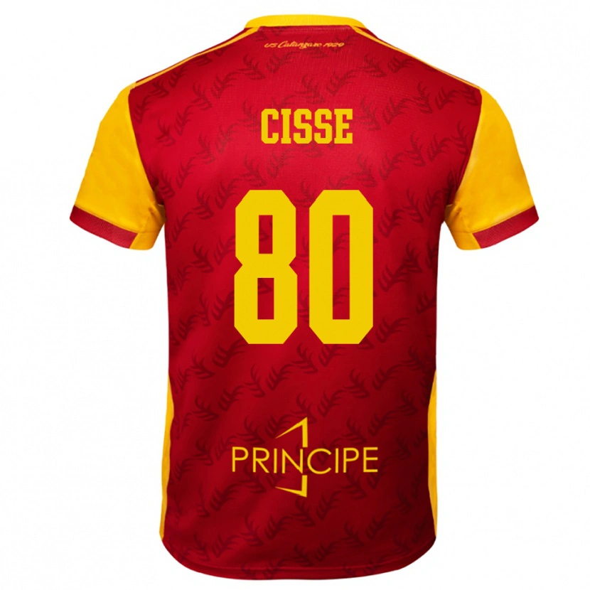 Danxen Mujer Camiseta Alphadjo Cissè #80 Amarillo Rojo 1ª Equipación 2025/26 La Camisa México