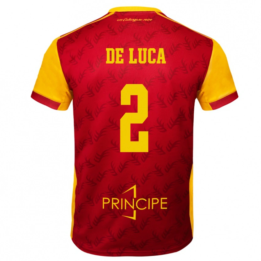 Danxen Mujer Camiseta Gabriele De Luca #2 Amarillo Rojo 1ª Equipación 2025/26 La Camisa México