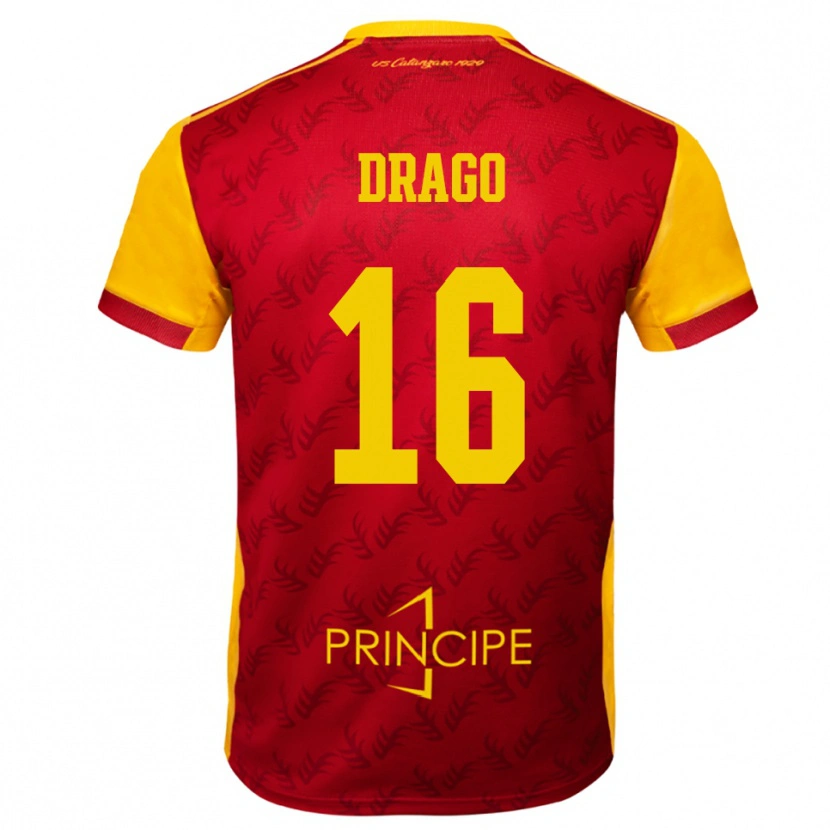 Danxen Mujer Camiseta Salvatore Drago #16 Amarillo Rojo 1ª Equipación 2025/26 La Camisa México