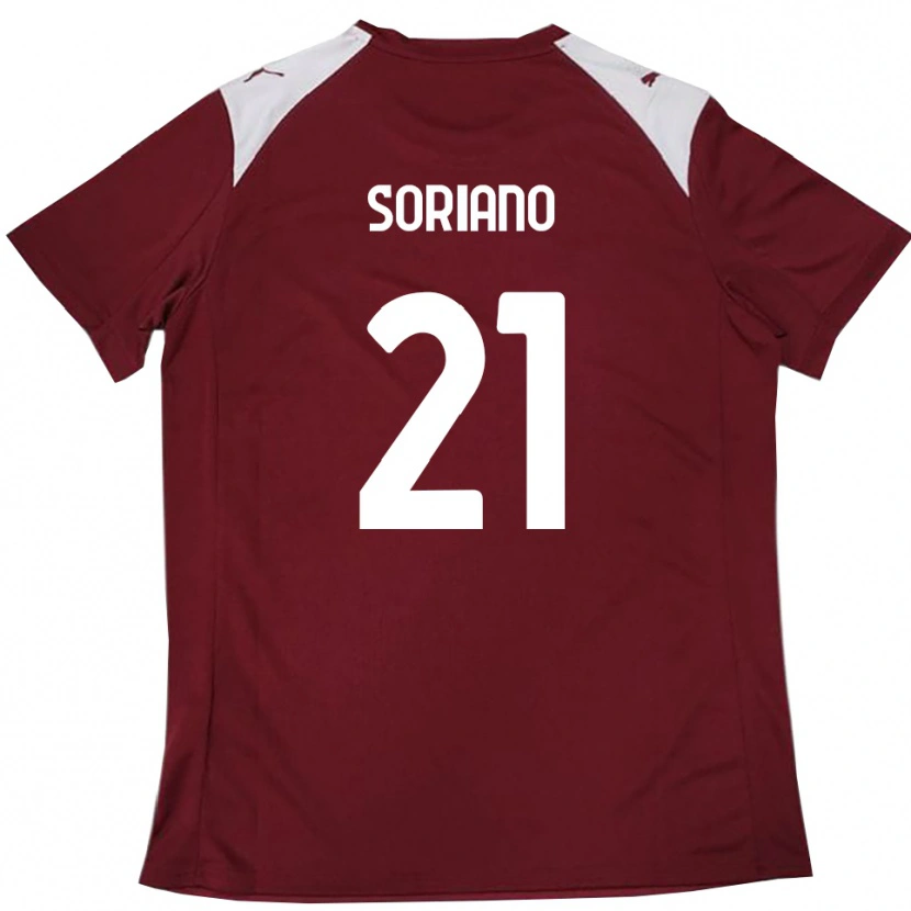 Danxen Mujer Camiseta Roberto Soriano #21 Borgoña Blanco 1ª Equipación 2025/26 La Camisa México