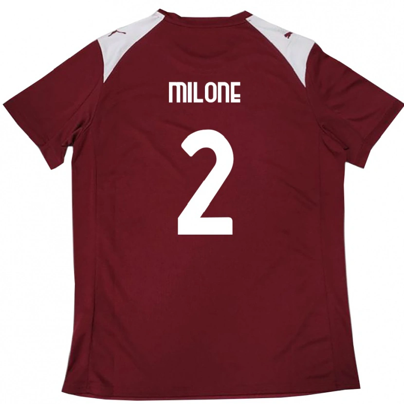 Danxen Mujer Camiseta Gabriele Milone #2 Borgoña Blanco 1ª Equipación 2025/26 La Camisa México