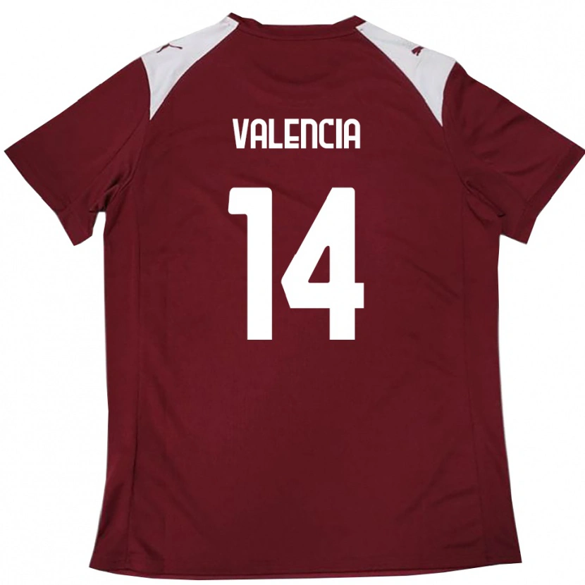 Danxen Mujer Camiseta Diego Valencia #14 Borgoña Blanco 1ª Equipación 2025/26 La Camisa México