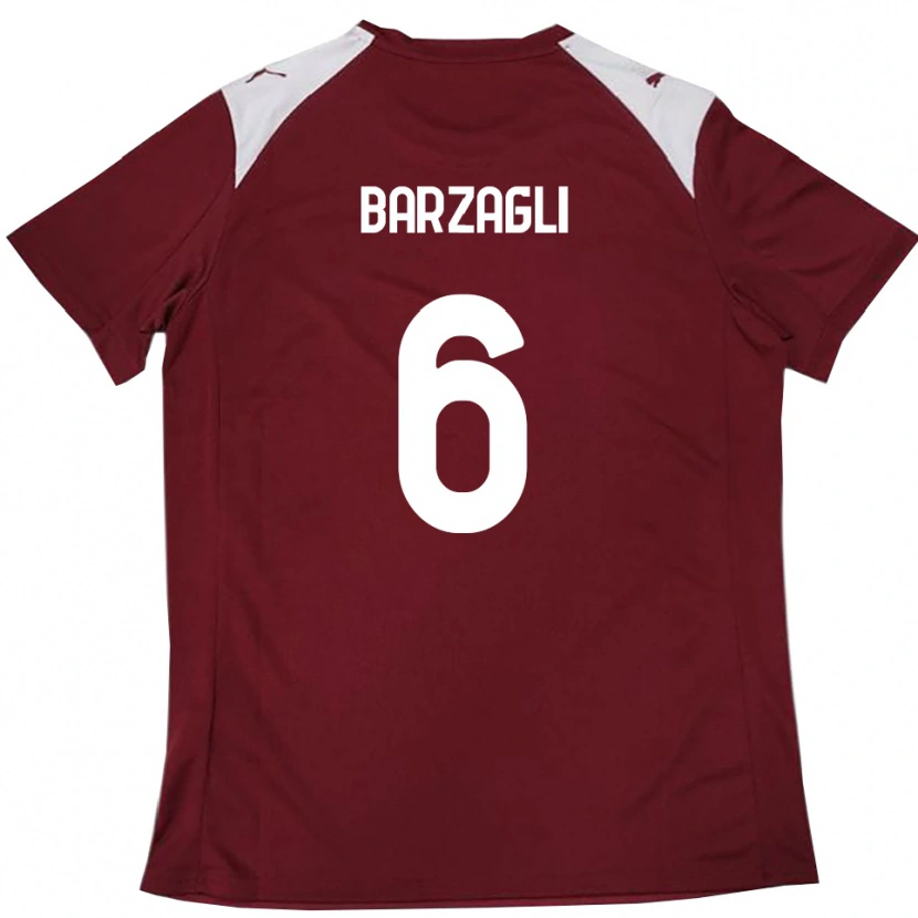 Danxen Mujer Camiseta Gabriele Barzagli #6 Borgoña Blanco 1ª Equipación 2025/26 La Camisa México