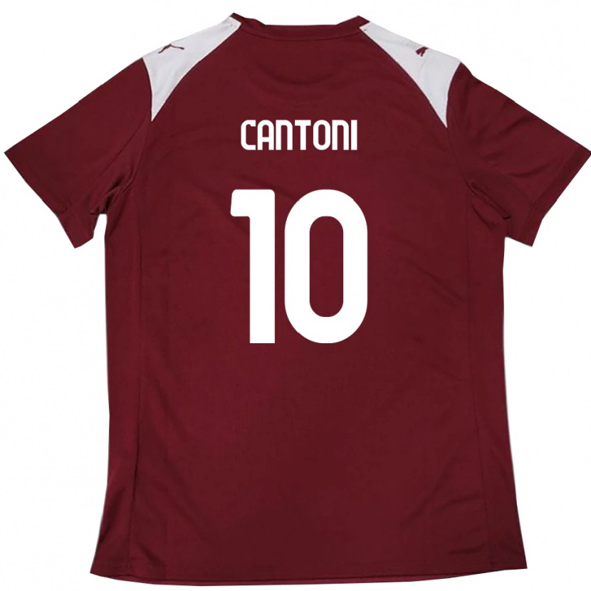 Danxen Mujer Camiseta Simone Cantoni #10 Borgoña Blanco 1ª Equipación 2025/26 La Camisa México