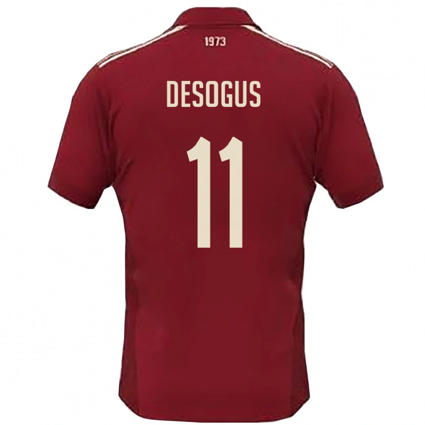 Danxen Mujer Camiseta Jacopo Desogus #11 Borgoña Blanco 1ª Equipación 2025/26 La Camisa México