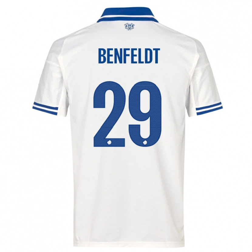 Danxen Mujer Camiseta Frederikke Benfeldt #29 Blanco Azul 1ª Equipación 2025/26 La Camisa México