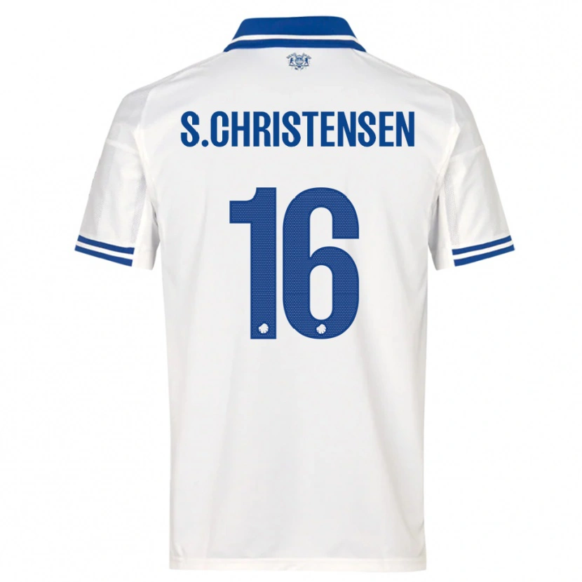 Danxen Mujer Camiseta Sebastian Christensen #16 Blanco Azul 1ª Equipación 2025/26 La Camisa México