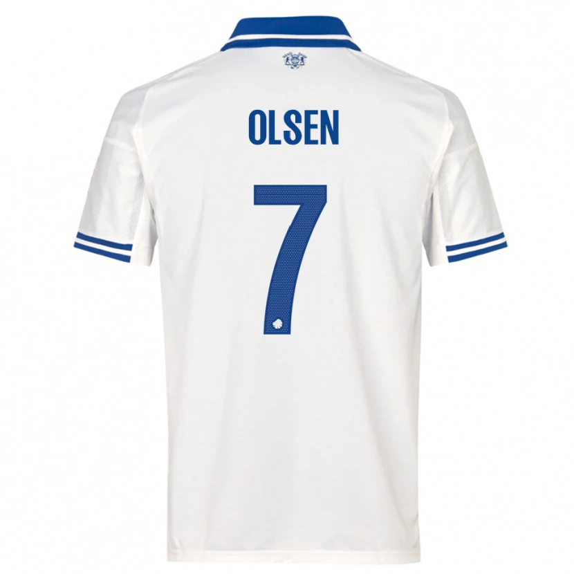 Danxen Mujer Camiseta Gunnar Olsen #7 Blanco Azul 1ª Equipación 2025/26 La Camisa México