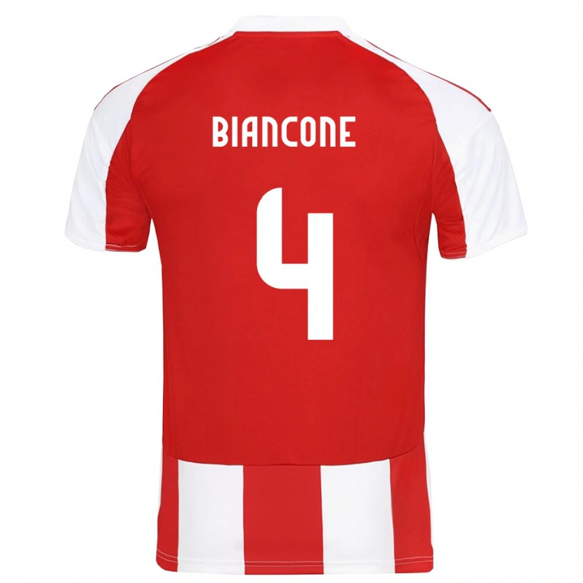 Danxen Mujer Camiseta Giulian Biancone #4 Rojo Blanco 1ª Equipación 2025/26 La Camisa México