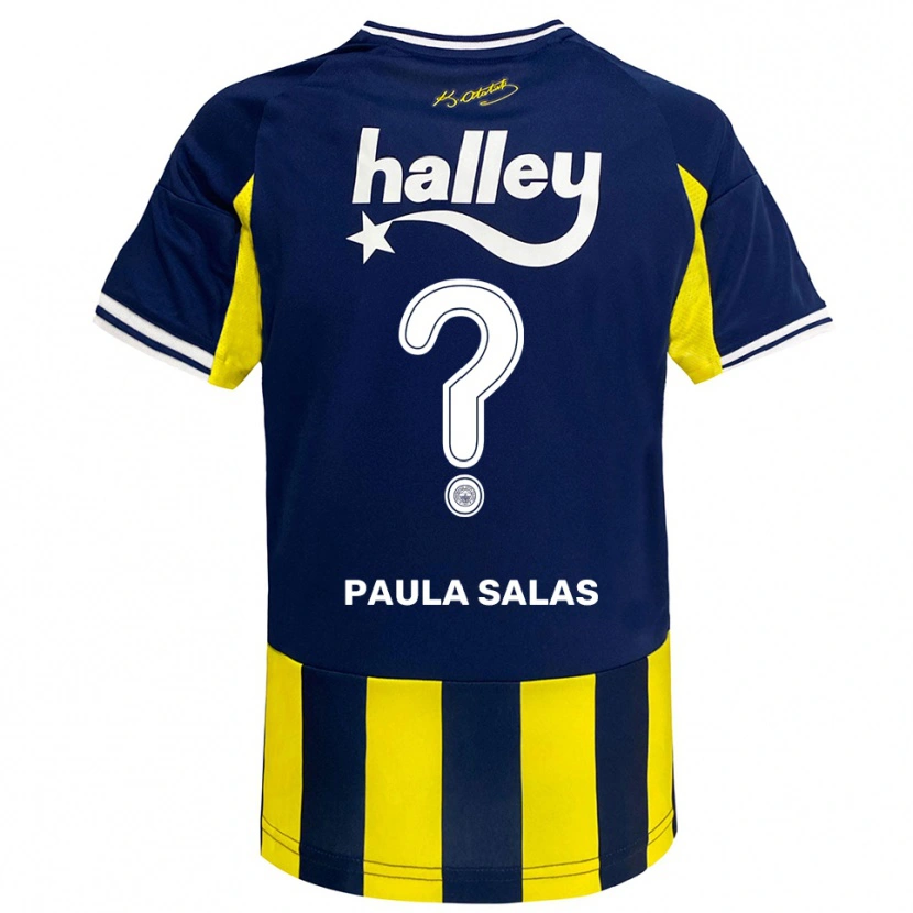 Danxen Mujer Camiseta María Paula Salas #0 Amarillo Marino Blanco 1ª Equipación 2025/26 La Camisa México