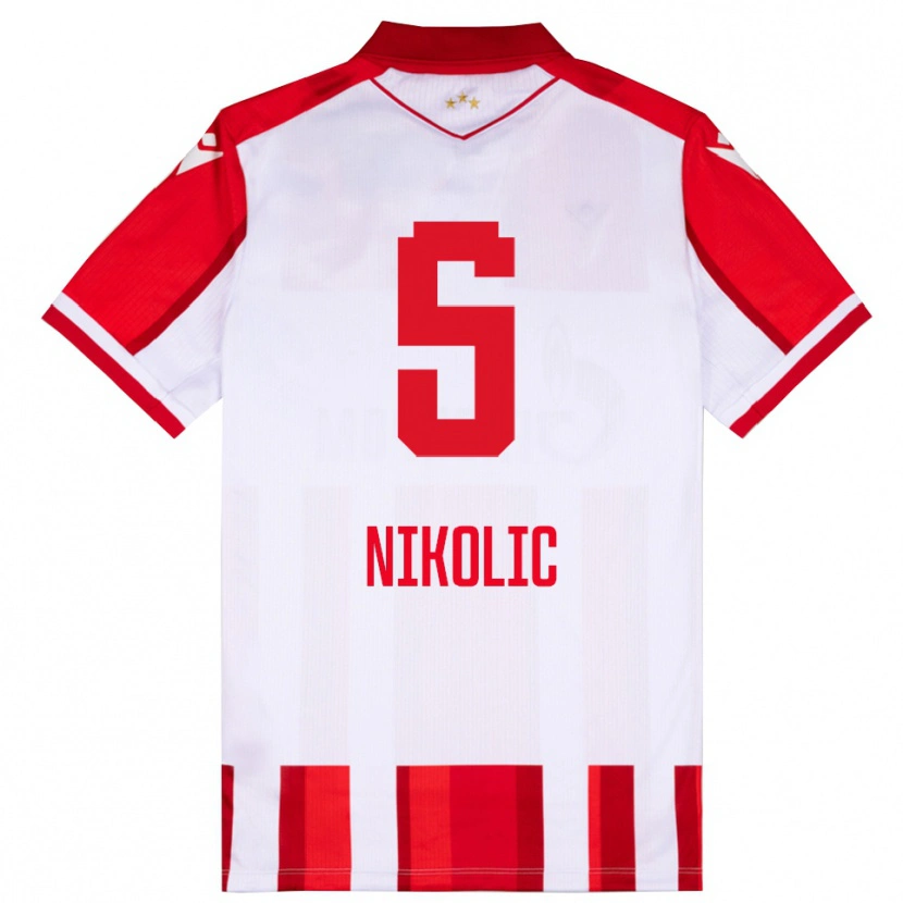 Danxen Mujer Camiseta Lazar Nikolic #5 Rojo Blanco 1ª Equipación 2025/26 La Camisa México