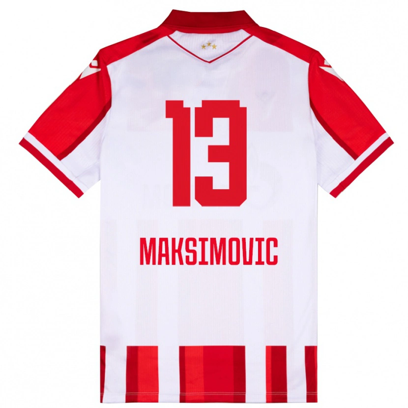 Danxen Mujer Camiseta Filip Maksimovic #13 Rojo Blanco 1ª Equipación 2025/26 La Camisa México