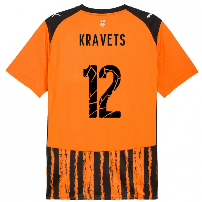 Danxen Mujer Camiseta Vladyslav Kravets #12 Naranja Negro 1ª Equipación 2025/26 La Camisa México