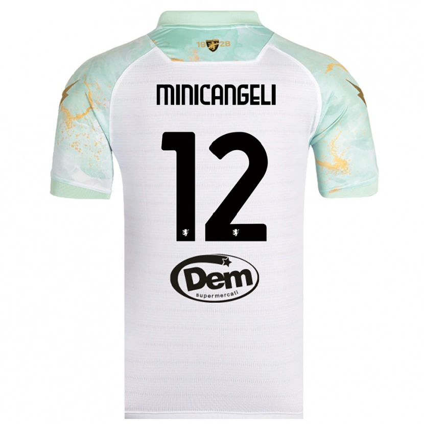 Danxen Mujer Camiseta Francesco Minicangeli #12 Blanco Negro 2ª Equipación 2025/26 La Camisa México