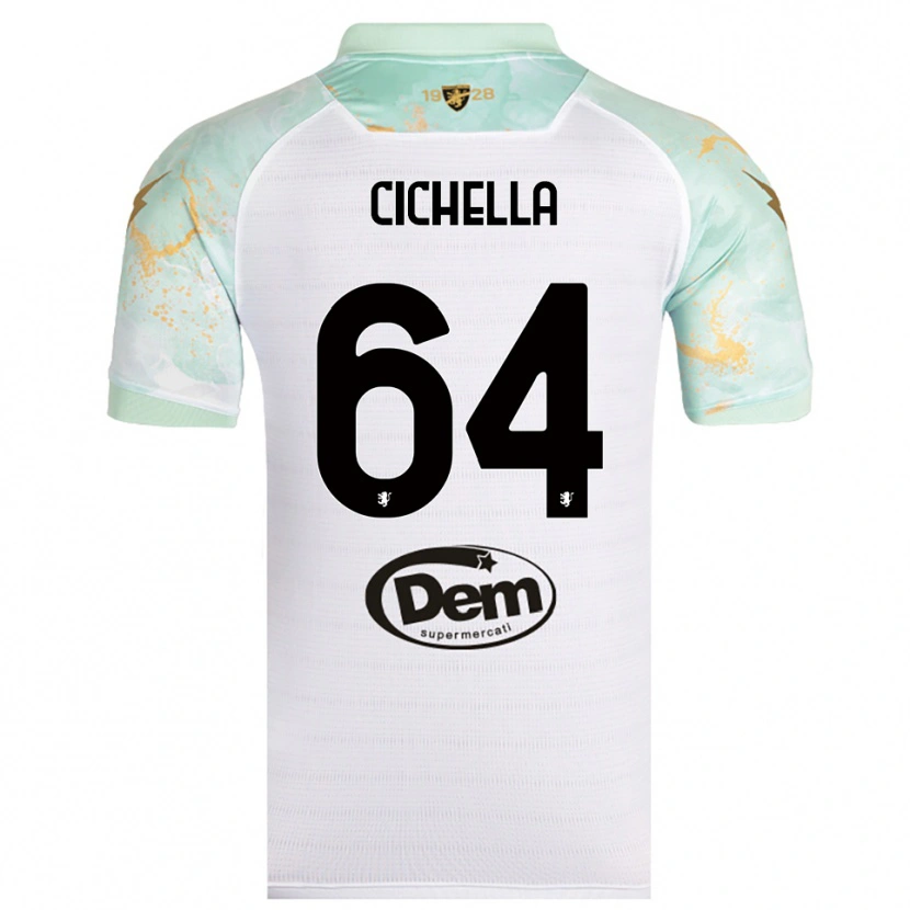 Danxen Mujer Camiseta Matteo Cichella #64 Blanco Negro 2ª Equipación 2025/26 La Camisa México