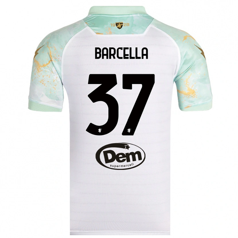 Danxen Mujer Camiseta Kevin Barcella #37 Blanco Negro 2ª Equipación 2025/26 La Camisa México