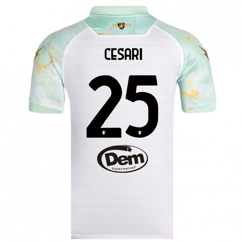 Danxen Mujer Camiseta Nicolò Cesari #25 Blanco Negro 2ª Equipación 2025/26 La Camisa México