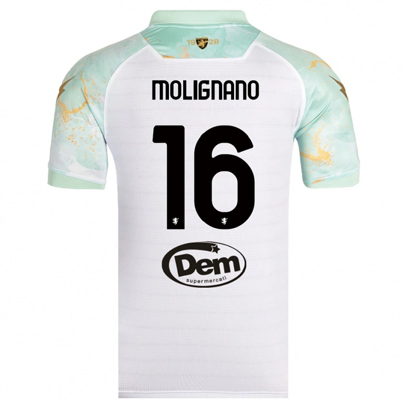 Danxen Mujer Camiseta Gaetano Molignano #16 Blanco Negro 2ª Equipación 2025/26 La Camisa México