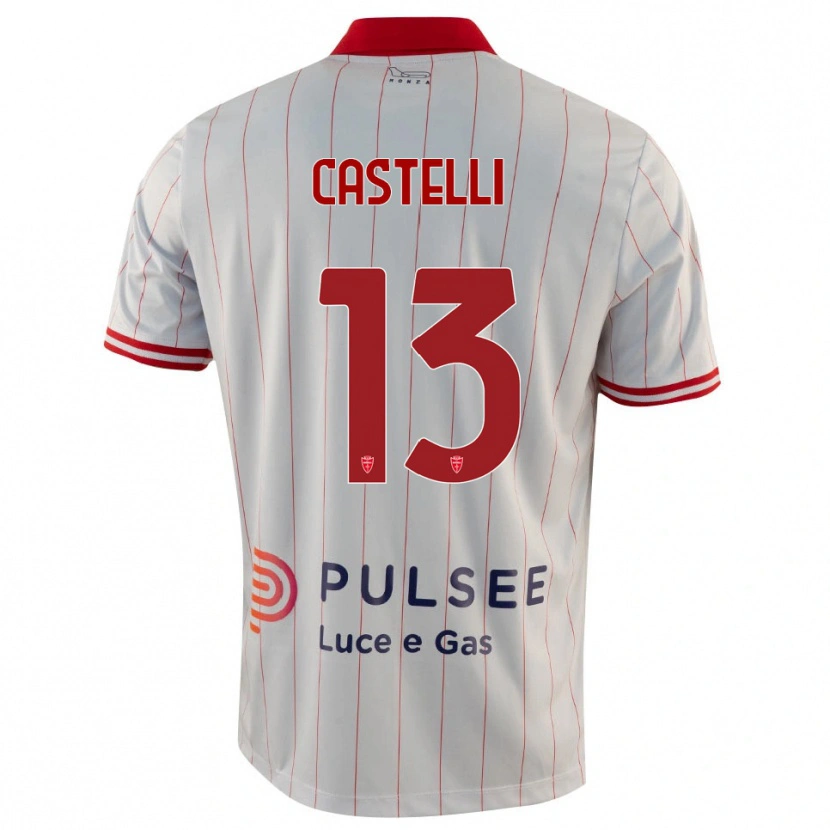 Danxen Mujer Camiseta Davide Castelli #13 Blanco Rojo Azul 2ª Equipación 2025/26 La Camisa México