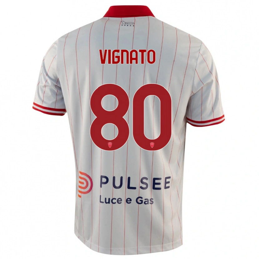 Danxen Mujer Camiseta Samuele Vignato #80 Blanco Rojo Azul 2ª Equipación 2025/26 La Camisa México