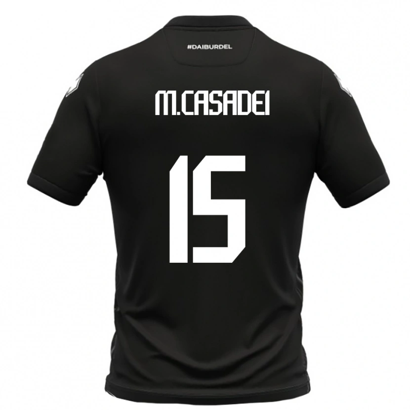 Danxen Mujer Camiseta Matteo Casadei #15 Negro Blanco 2ª Equipación 2025/26 La Camisa México