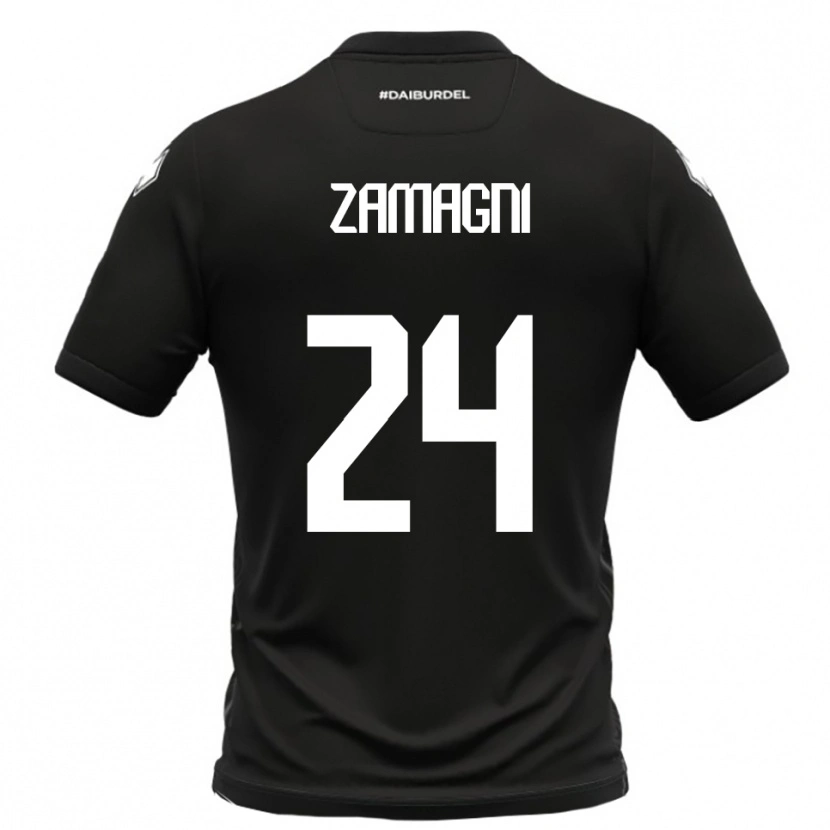 Danxen Mujer Camiseta Davide Zamagni #24 Negro Blanco 2ª Equipación 2025/26 La Camisa México