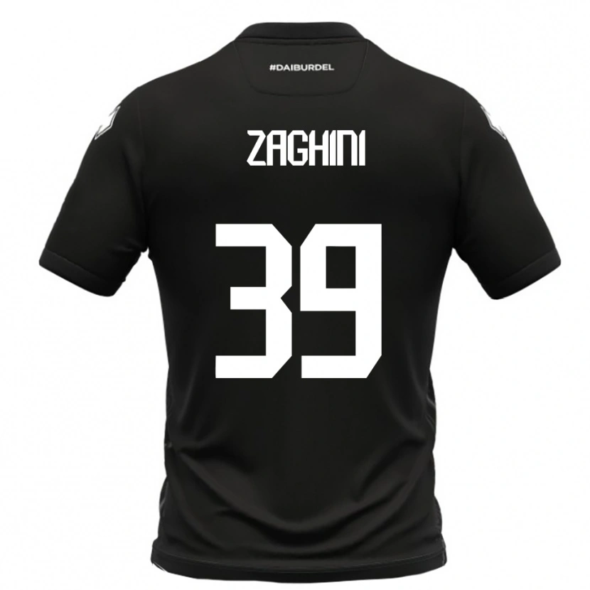 Danxen Mujer Camiseta Mattia Zaghini #39 Negro Blanco 2ª Equipación 2025/26 La Camisa México