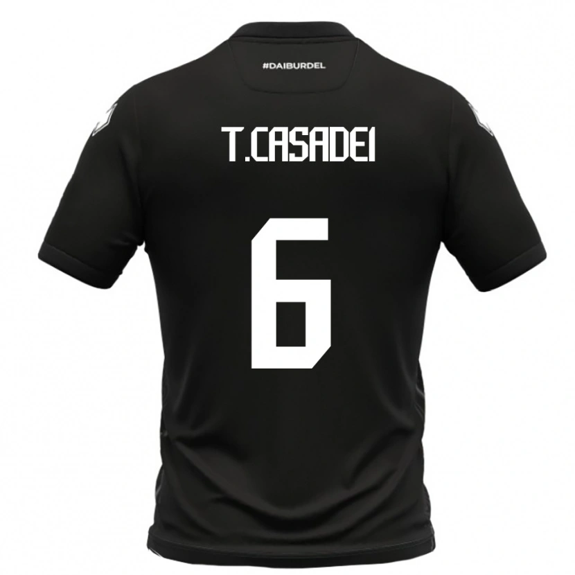 Danxen Mujer Camiseta Tommaso Casadei #6 Negro Blanco 2ª Equipación 2025/26 La Camisa México