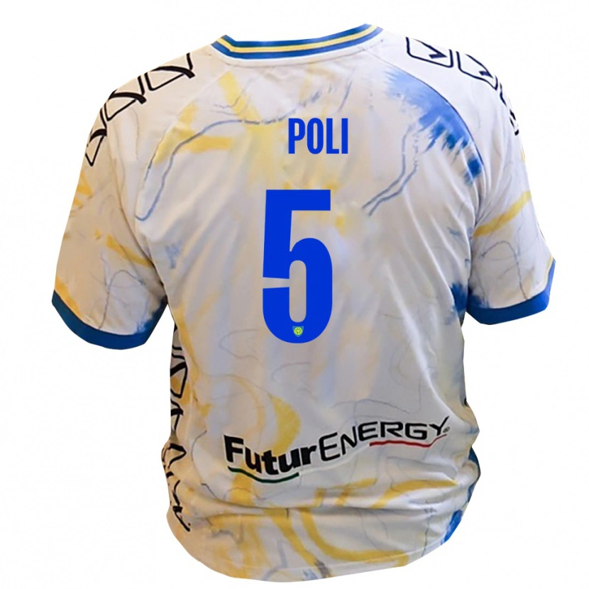 Danxen Mujer Camiseta Lorenzo Poli #5 Blanco Amarillo Azul 2ª Equipación 2025/26 La Camisa México