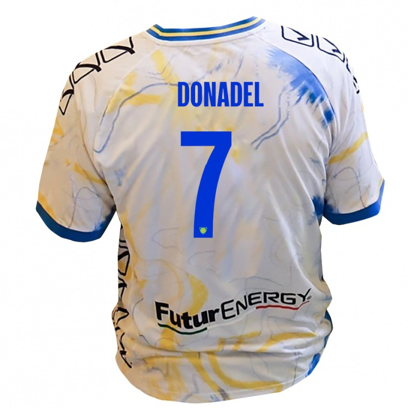 Danxen Mujer Camiseta Tommaso Donadel #7 Blanco Amarillo Azul 2ª Equipación 2025/26 La Camisa México