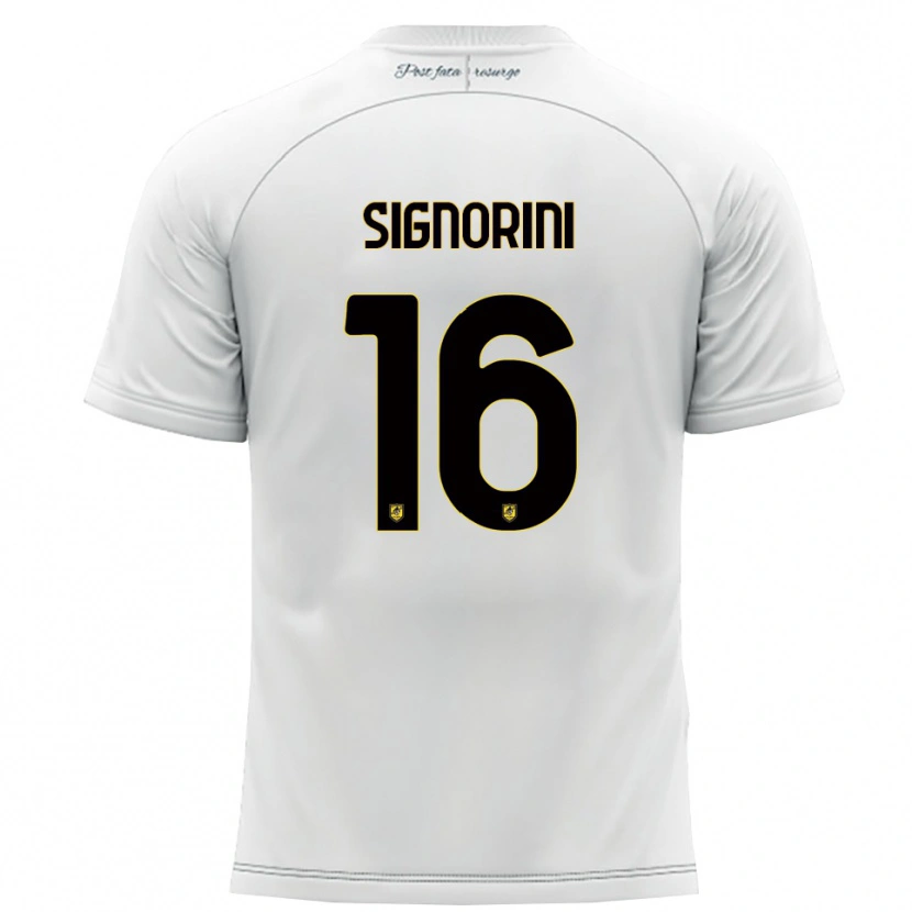 Danxen Mujer Camiseta Alessandro Signorini #16 Blanco Amarillo 2ª Equipación 2025/26 La Camisa México