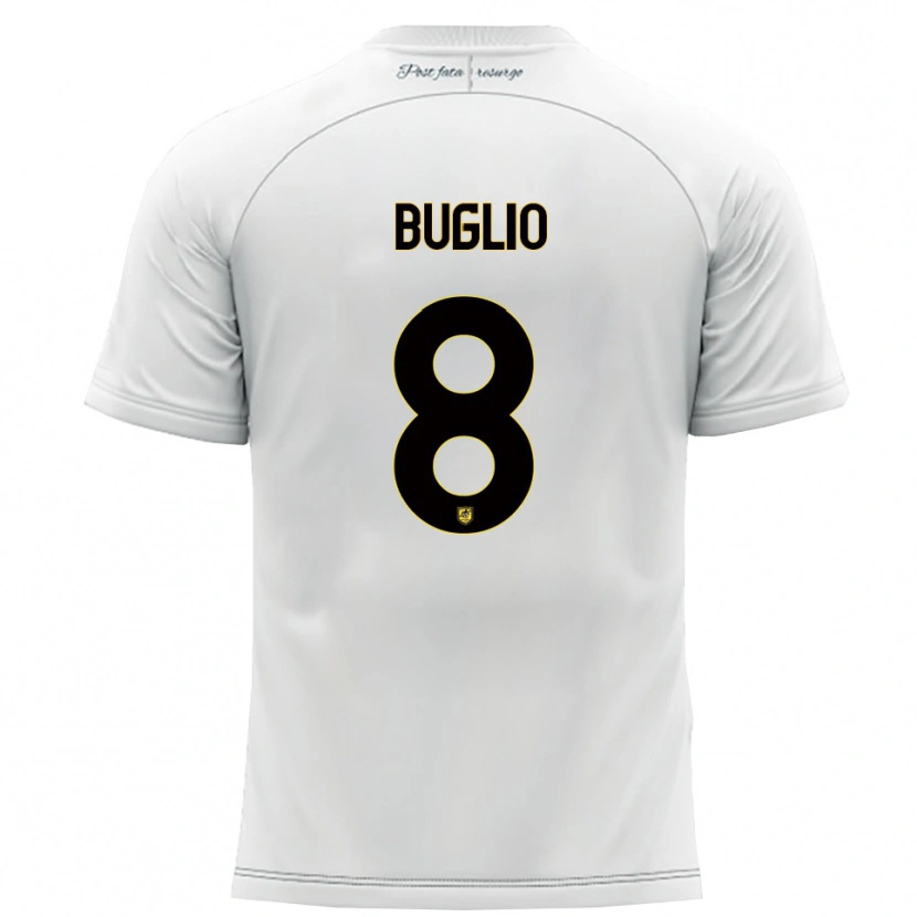 Danxen Mujer Camiseta Davide Buglio #8 Blanco Amarillo 2ª Equipación 2025/26 La Camisa México