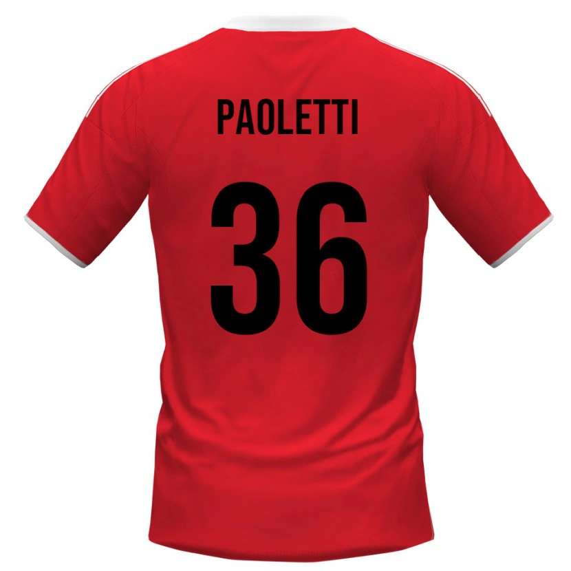 Danxen Mujer Camiseta Flavio Paoletti #36 Rojo Blanco 2ª Equipación 2025/26 La Camisa México