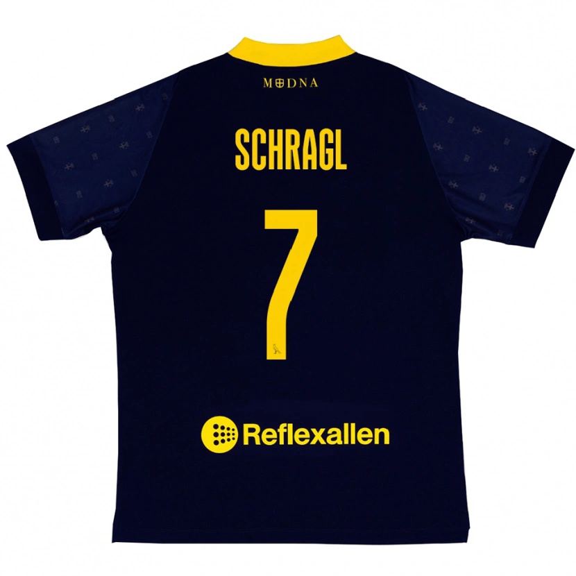 Danxen Mujer Camiseta Jakob Schragl #7 Marino Amarillo 2ª Equipación 2025/26 La Camisa México