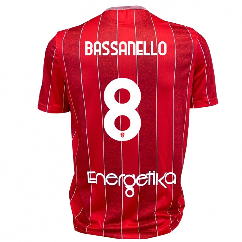 Danxen Mujer Camiseta Davide Bassanello #8 Rojo Blanco 2ª Equipación 2025/26 La Camisa México