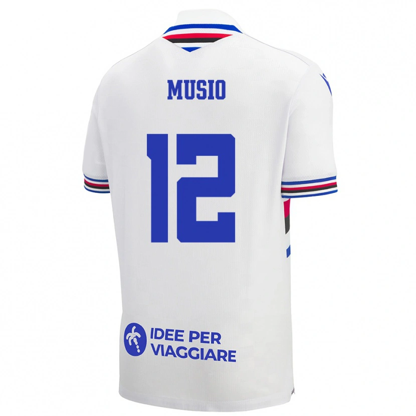 Danxen Mujer Camiseta Luca Musio #12 Blanco Azul Rojo 2ª Equipación 2025/26 La Camisa México