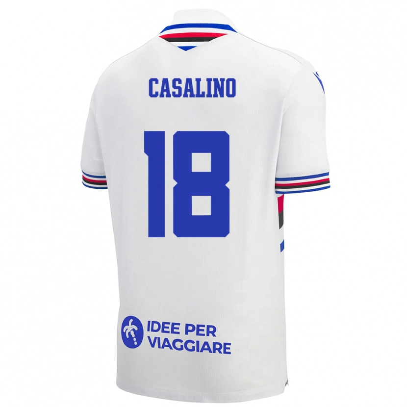 Danxen Mujer Camiseta Tommaso Casalino #18 Blanco Azul Rojo 2ª Equipación 2025/26 La Camisa México