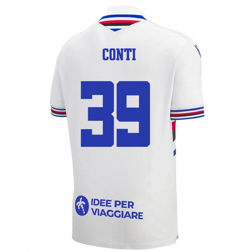 Danxen Mujer Camiseta Francesco Conti #39 Blanco Azul Rojo 2ª Equipación 2025/26 La Camisa México